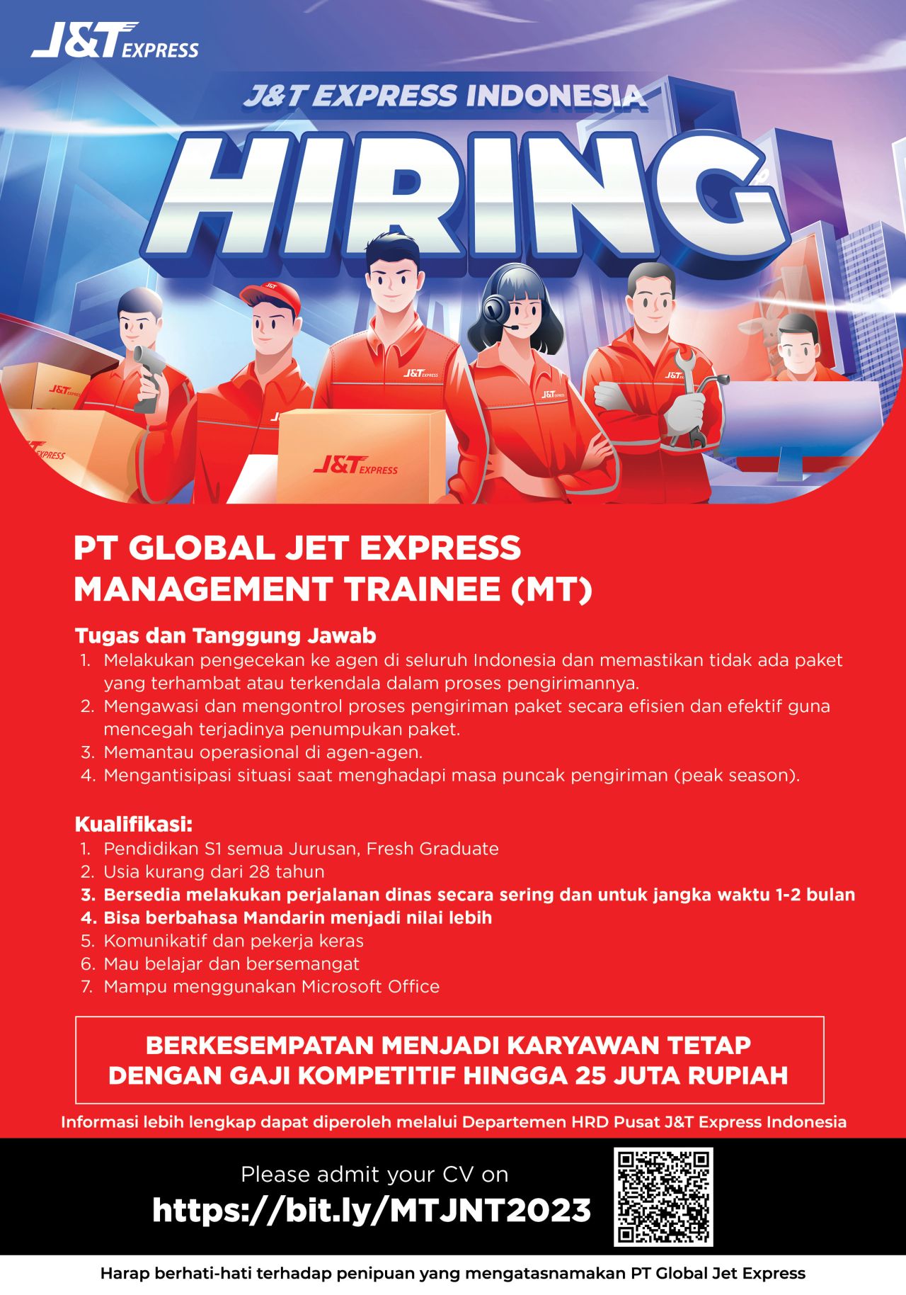 Lowongan Kerja PT Global Jet Express (J&T Express)